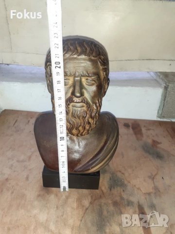Страхотен стар гипсов патиниран бюст на Платон - реплика, снимка 7 - Антикварни и старинни предмети - 54031397