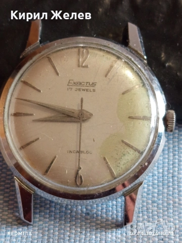Стар механичен часовник EXACTUS ANTI-MAGNETIC работи за КОЛЕКЦИЯ 54360, снимка 4 - Антикварни и старинни предмети - 54118987