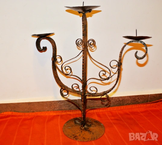 Винтидж кован меден свещник, снимка 6 - Антикварни и старинни предмети - 54342873