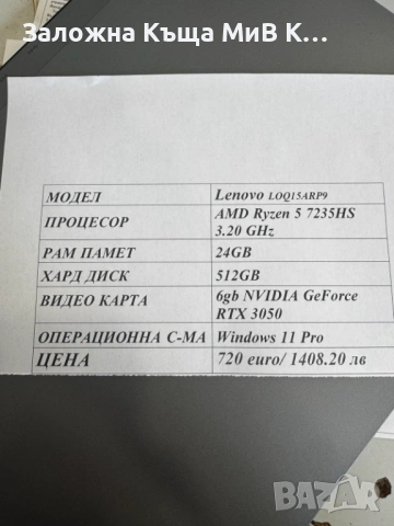 LENOVO LOQ15ARP9    05708-25, снимка 4 - Лаптопи за игри - 54659907
