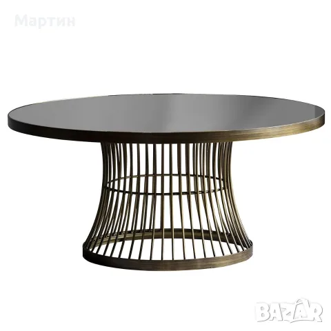 Метална маса със стъклен закален плот