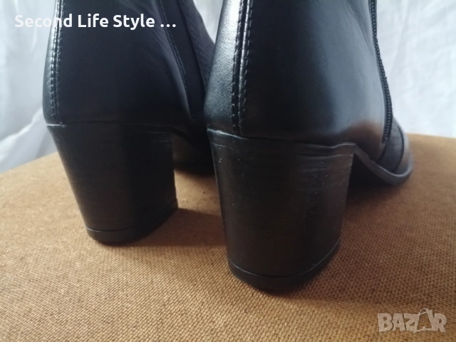 № 39 дамски боти естествена кожа на ток Mon Dieu - в черен цвят, снимка 9 - Дамски боти - 54096246