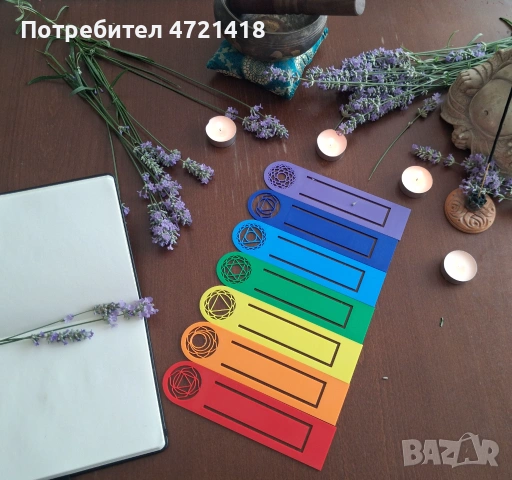 Комплект 3D принтирани книгоразделители „7-те Чакри“ – за хармония и вдъхновение при всяко четене, снимка 5 - Други - 54826966
