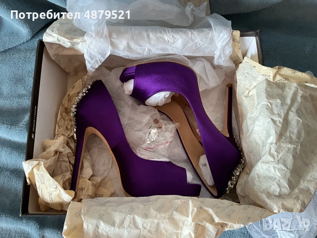 Нови изящни обувки Badgley Mischka Kiara Purple Satin size 37, снимка 2 - Дамски елегантни обувки - 55206348