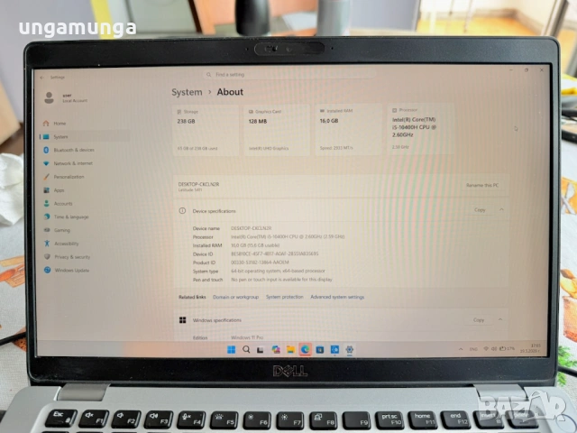 Dell Latitude 5411 - Core i5-10400H, 16 GB RAM, 256 GB NVMe SSD, снимка 4 - Лаптопи за работа - 54607780
