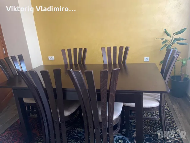 Продавам Трапезна маса масив бук с шест стола, снимка 2 - Маси - 55423969
