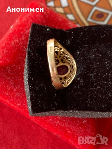 Руски златен пръстен с камъче , снимка 3 - Пръстени - 54181424
