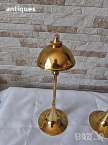 Стари масингови маслени лампи - Mønsterreg - Made in Denmark - 1950" година, снимка 3 - Антикварни и старинни предмети - 35664772