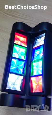 BETOPPER Сценична светлина, DJ светлина с движеща се глава за партита, 8x3W RGBW LED паяк, снимка 3 - Прожектори - 55619740