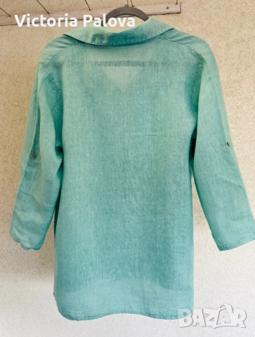 Дамска ленена риза красив цвят Ocean Air , снимка 8 - Ризи - 54152405