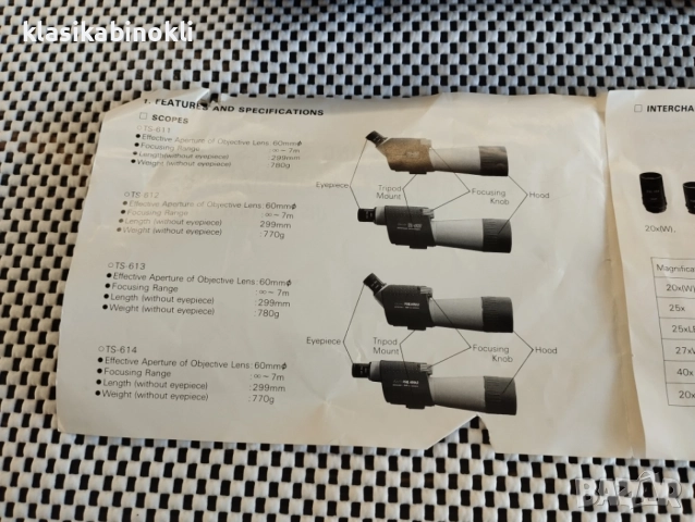Японска Зрителна Тръба-Спотинг 27х60-Kowa TS -612 + Подарък Статив Hama Star 700 EF, снимка 4 - Екипировка - 55092083