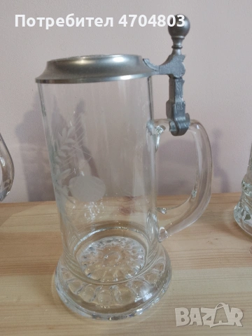 Колекция от 6 ретро немски халби за бира с капаци – Кристално стъкло, снимка 4 - Колекции - 53960008