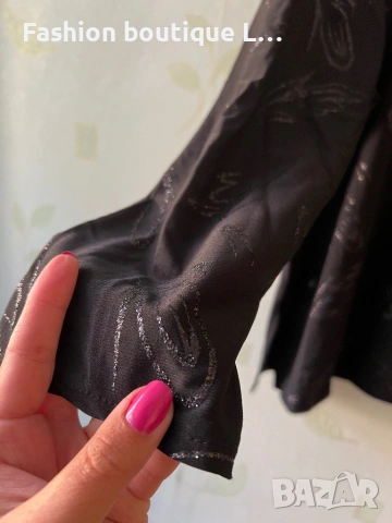 Нова с етикет черна дамска блуза с блестящ десен 🖤 Налични размери L , XL , XXL 🖤, снимка 4 - Блузи с дълъг ръкав и пуловери - 54691705
