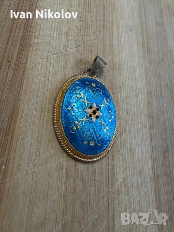 Сребърна висулка с позлата Арт Деко, снимка 3 - Колиета, медальони, синджири - 54183034