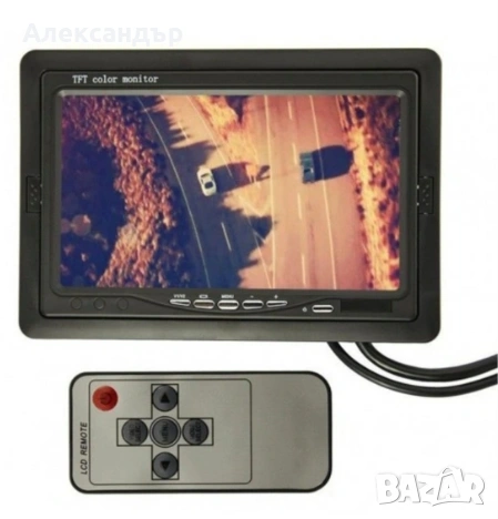Монитор за кола с 7 инча LCD дисплей, HD 800 x 480 с задна камера