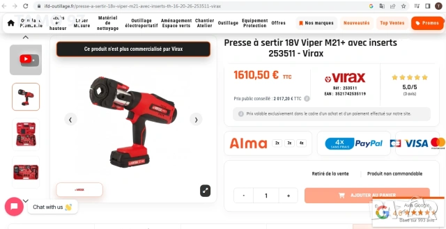 Virax M21+ - Акумулаторна преса за фитинги перфектен!, снимка 11 - Други инструменти - 55224553