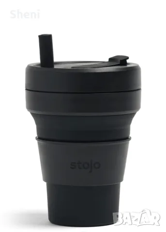 Нова сгъваема чаша Stojo (24 oz) от Платинен медицински LFGB Силикон – Черна, снимка 9 - Чаши - 55695125
