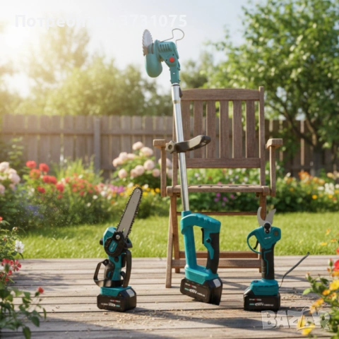 Акумулаторен комплект 3в1 – тример, ножица и резачка с 3 батерии 36V/8Ah