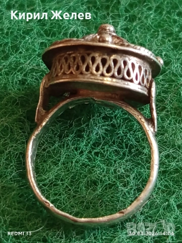 Сребърен пръстен възрожденски стил филигранна изработка с гранулация 41290, снимка 7 - Пръстени - 54026218