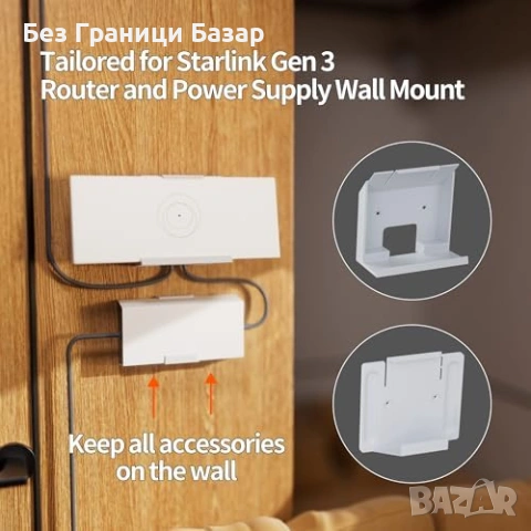 Нова Starlink Gen 3 стенна стойка за рутер и захранващ блок без пробиване с 3M лепенки, снимка 5 - Други стоки за дома - 54100933