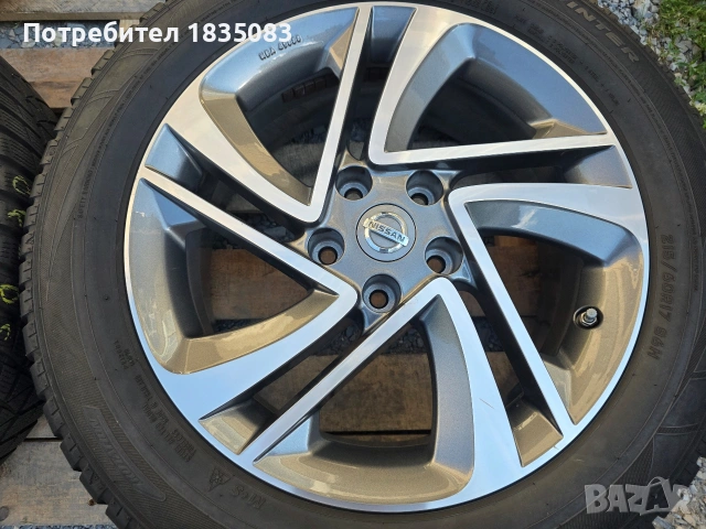 Лети джанти 17ки 5х114.3 Nissan + зимни гуми 215/60/17 Falken, снимка 6 - Гуми и джанти - 55081762
