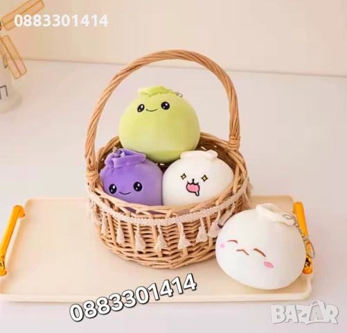 Плюшени Dumplings Squishy Fidget Антистрес Дъмплинг скуиши , снимка 2 - Плюшени играчки - 54646111