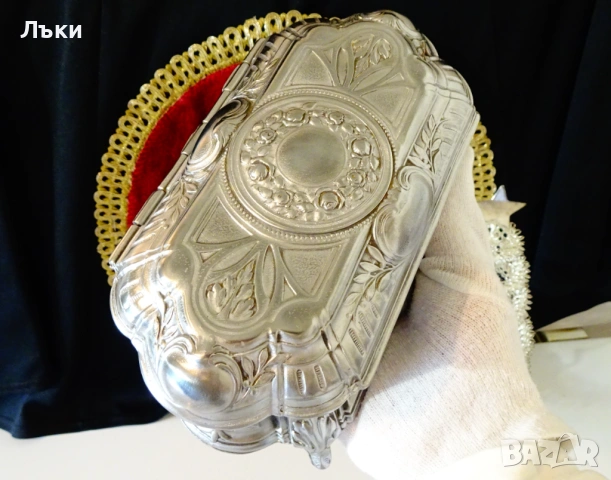 Калаена кутия за бижута Osiris Germany,1.1 кг.,Art Nouweau , снимка 6 - Антикварни и старинни предмети - 54781793