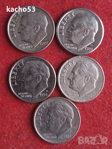 1 дайм/10 цента/ 1989-2012 г. Сащ., снимка 2 - Нумизматика и бонистика - 54054511