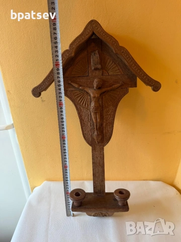 старо дървено разпятие, снимка 6 - Антикварни и старинни предмети - 54100410