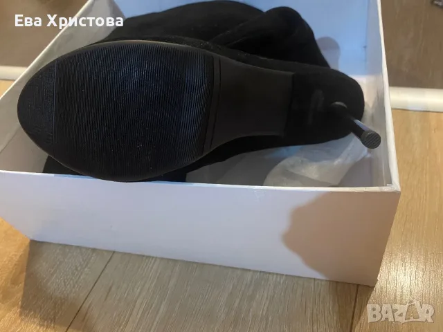БОТУШИ ЕСТЕСТВЕН ВЕЛУР И КОЖА НА ВИСОК ТОК И ПЛАТФОРМА, снимка 6 - Дамски ботуши - 55592315