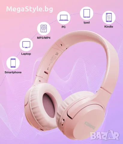 Детски слушалки Bluetooth 60H, сгъваеми слушалки за уши с MIC, снимка 3 - Слушалки и портативни колонки - 55493316