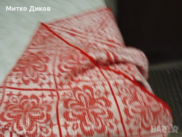 Карамелена ръчно тъкана нова от соца  вълнена покривка от стан 122х122см, снимка 4 - Покривки за маси - 54822411
