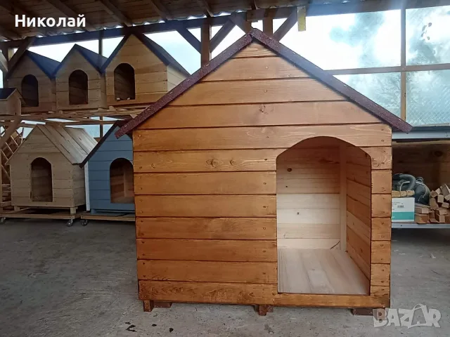 Дървена кучешка къща средни и големи породи кучета , къща кучета от дърво, кучешка колиба , куче, снимка 2 - За кучета - 55466651