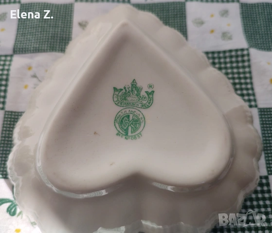 Belleek винтидж купички-сърца от фин ирландски порцелан, снимка 6 - Декорация за дома - 54966235