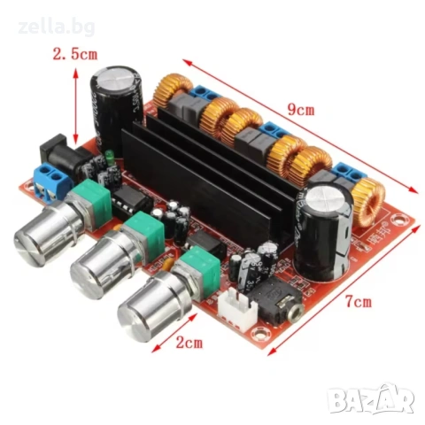 Стерео усилвател 2.1 TPA3116D2 Клас D – 2x50W + 100W субуфер, DIY Home Audio 10114, снимка 12 - Ресийвъри, усилватели, смесителни пултове - 54658326
