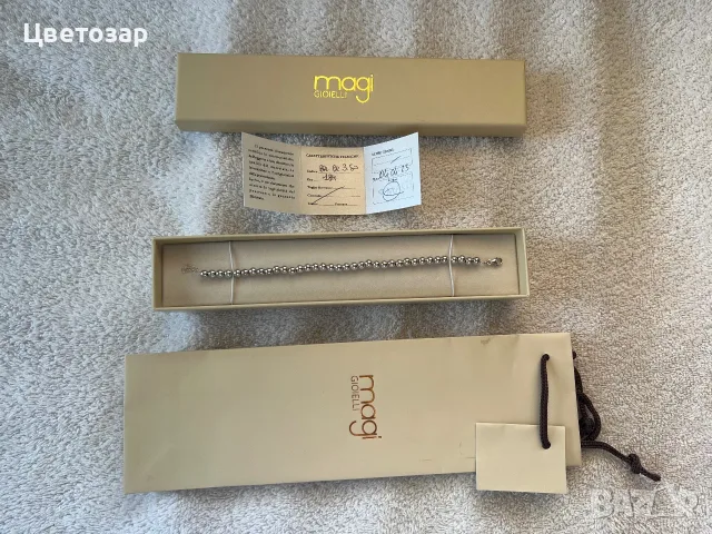 Ръчно направена гривна Sfere d’oro - 3.5g. - 18Kt - бяло злато, снимка 2 - Гривни - 55531868