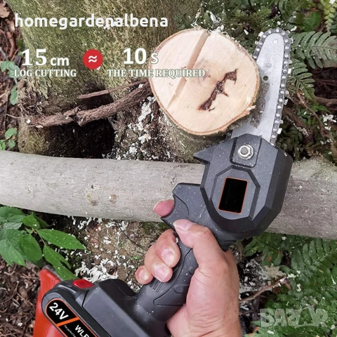 Ръчен електрически верижен трион 15 см с две батерии – Компактна мощност за лесно рязане, снимка 13 - Градинска техника - 54108353
