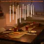 IMAGE Безпламъчни конусовидни свещи с дистанционно, 12 бр. LED свещници 3D фитил, цвят слонова кост, снимка 2