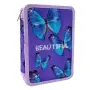 Двоен ученически несесер за момиче лилаво светлосин с пеперуди_1238546, снимка 1