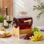 Стъклен диспенсър за напитки 3L тип Бъчва с кранче и дървена стойка, снимка 3