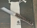 Японски джобен сгъваем нож Katsu. Еленов рог , дамаска стома, снимка 1