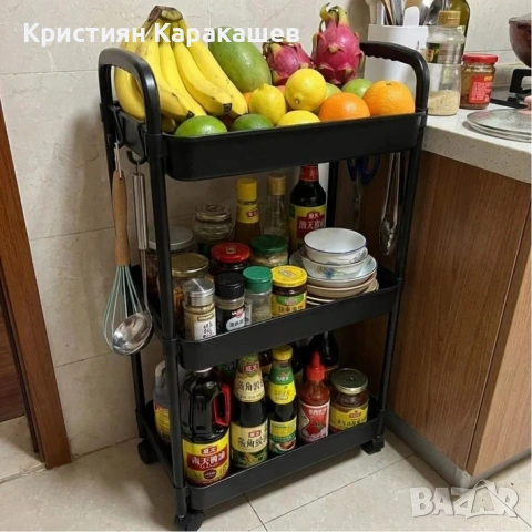 Мултифункционална количка етажерка с 3 рафта за кухня, снимка 7 - Аксесоари за кухня - 54266532