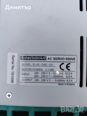 AC servo drive, серво блок Electroinvent ELAS – DА2 1.1kW, снимка 2 - Други машини и части - 54579849