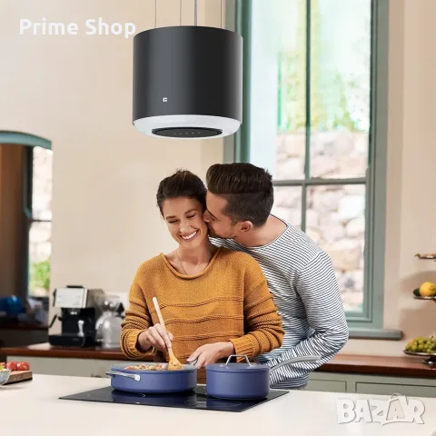 Висящ островен абсорбатор CIARRA Smart Island, 4 нива на мощност, 41 см, Wi-Fi, 550 m³/h, Черен, снимка 9 - Абсорбатори - 55436854