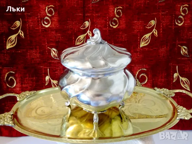 Калаена захарница 500 мл.,Art Nouveau,печат,калаена сватба. , снимка 8 - Антикварни и старинни предмети - 55446430