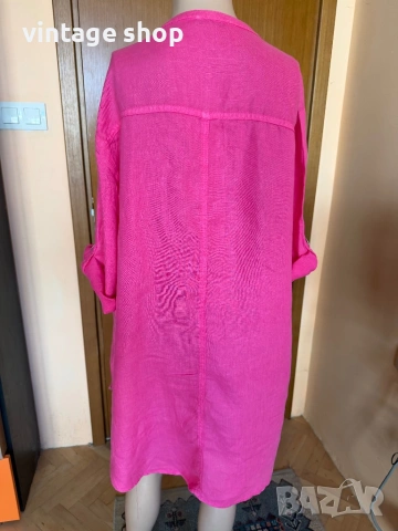 Ленена туника цвят циклама, размер L/XL, снимка 5 - Туники - 54100209