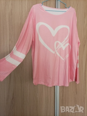 Макси розова, леко асиметрична блуза , снимка 2 - Блузи с дълъг ръкав и пуловери - 54309057