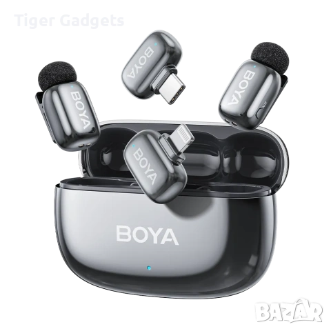 BOYA mini 2-01 Lunar Silver – Безжична микрофонна система USB-C + Lightning