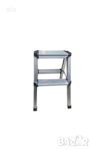 Алуминиева двойна стълба, 2 стъпала, височина 50 см, метална опора