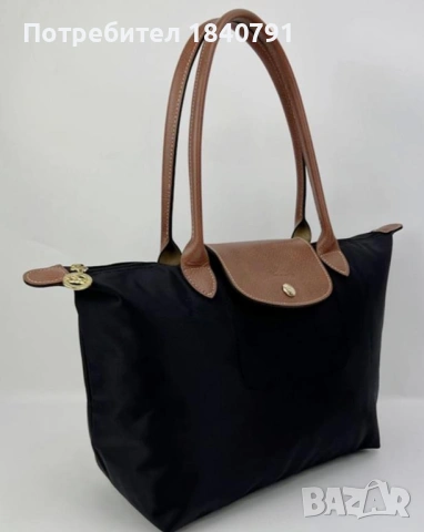 Longchamp – нова – с етикети, черна, М, дълги дръжки, снимка 2 - Чанти - 54266998